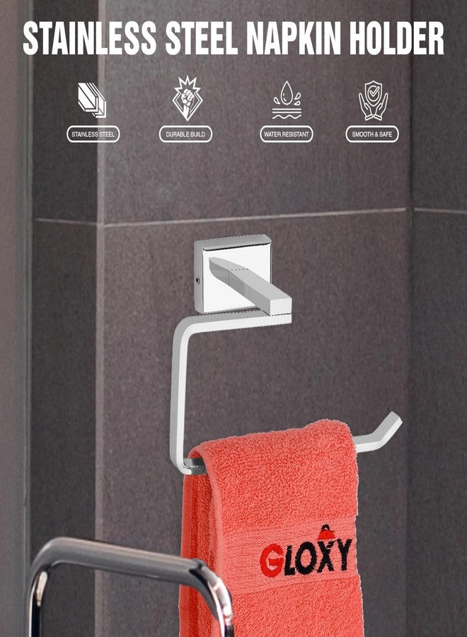 GLOXY Premium SS304 Stainless Steel Napkin Holder - Wall-Mounted Deco Towel Hanger for Bathroom, Kitchen, Wash Basin, Toilet - Modern Home Décor Accessory - Image 2